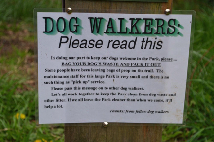 Dog walkers: Pick up dog waste and pack it out